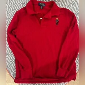 Boys Polo Ralph Lauren Red Polo long sleeve size M 10-12